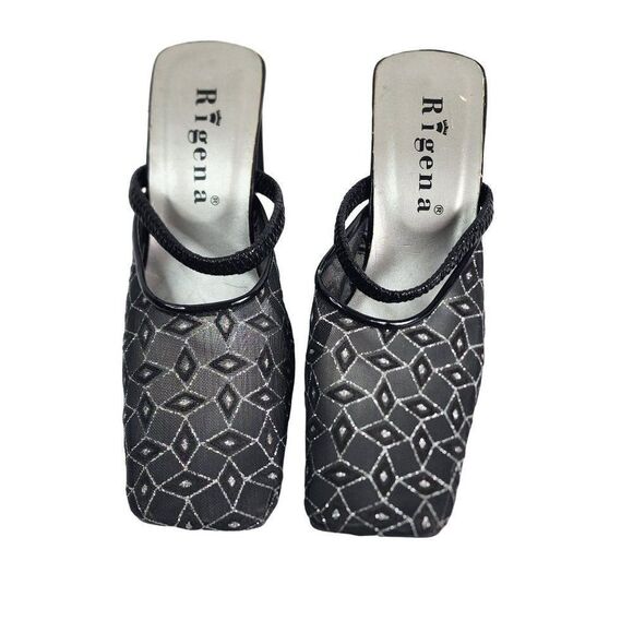 Regina Black Mesh Dress Heels Size 23 - Picture 1 of 8
